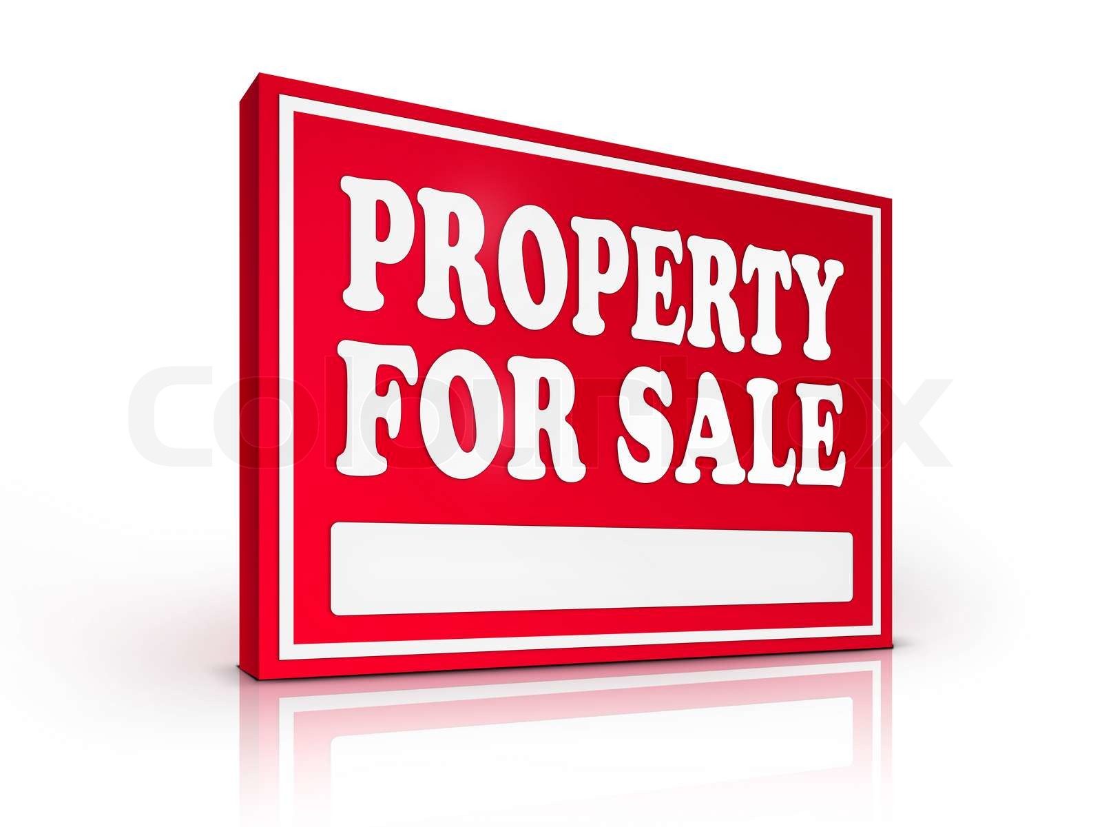 Real Estate Sign – Property For sale on white background. 2D artwork