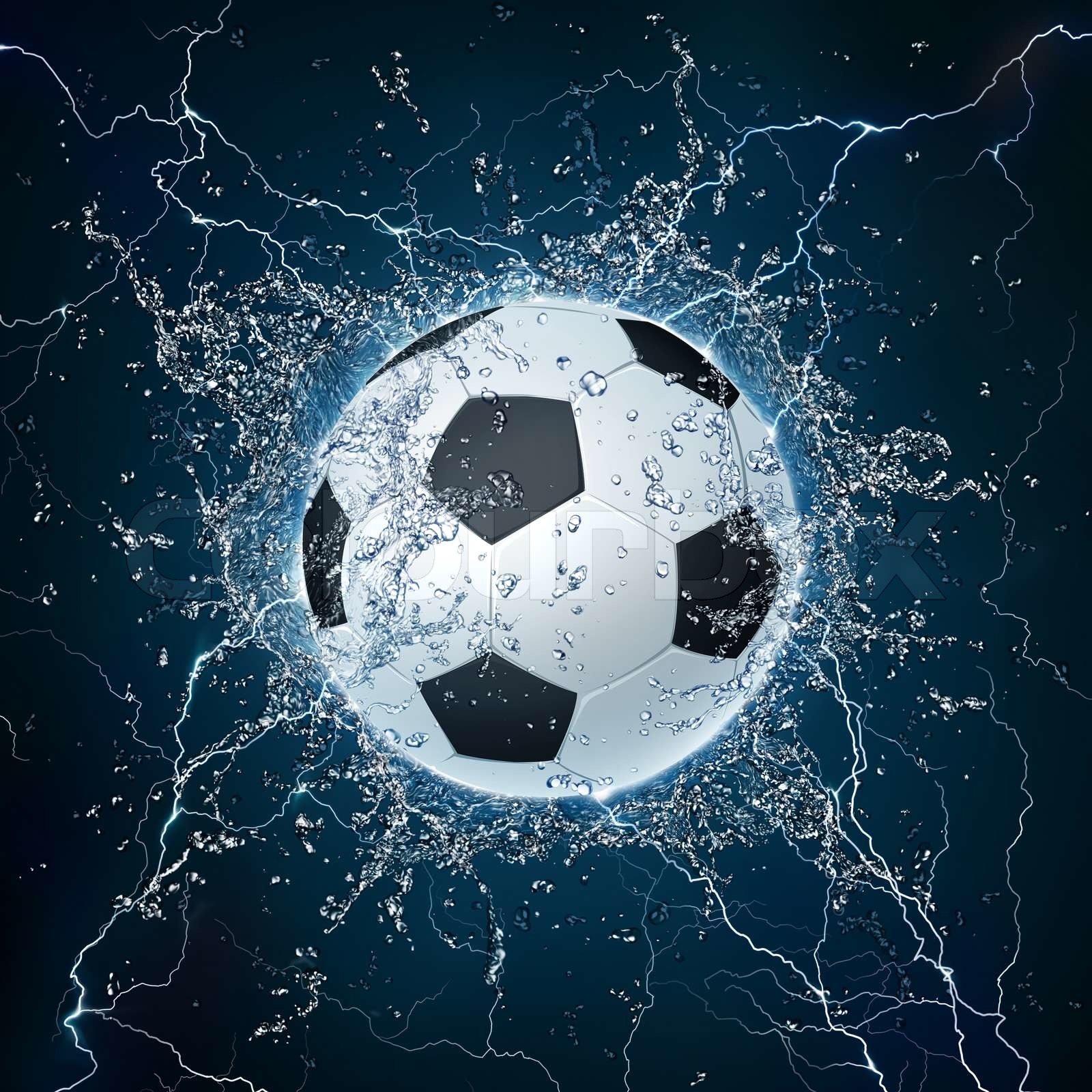 Soccer Ball on Water . Stock Bild Colourbox