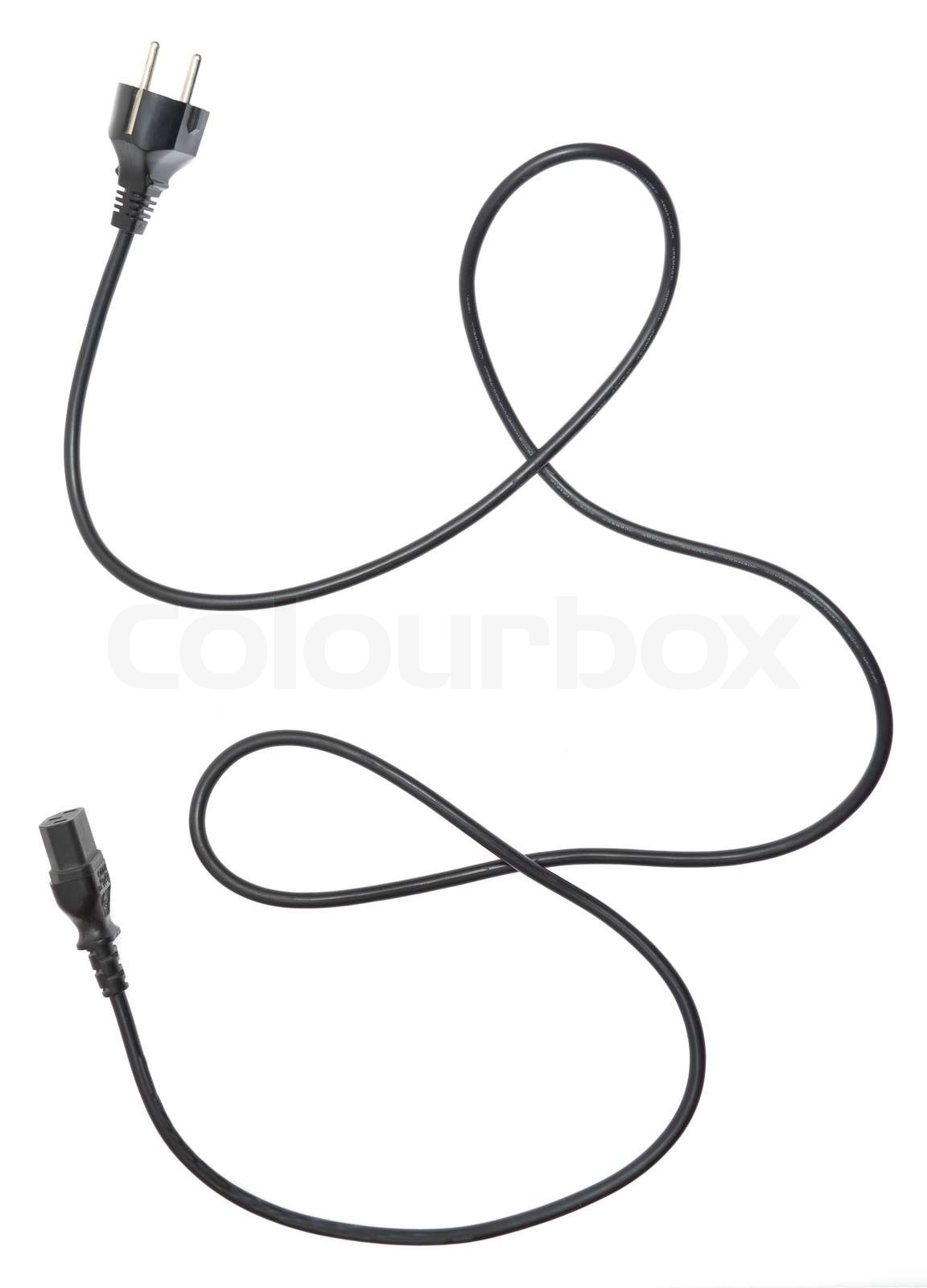 Black electric cable isolated on white | Stock image | Colourbox