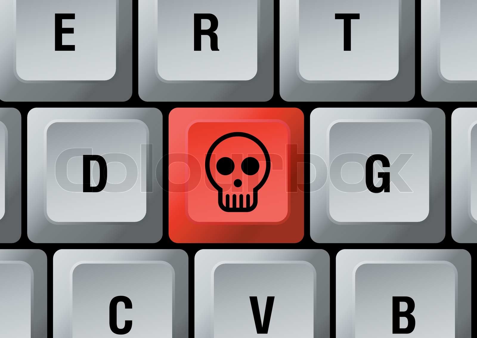 keyboard with red skull button Stock vector Colourbox
