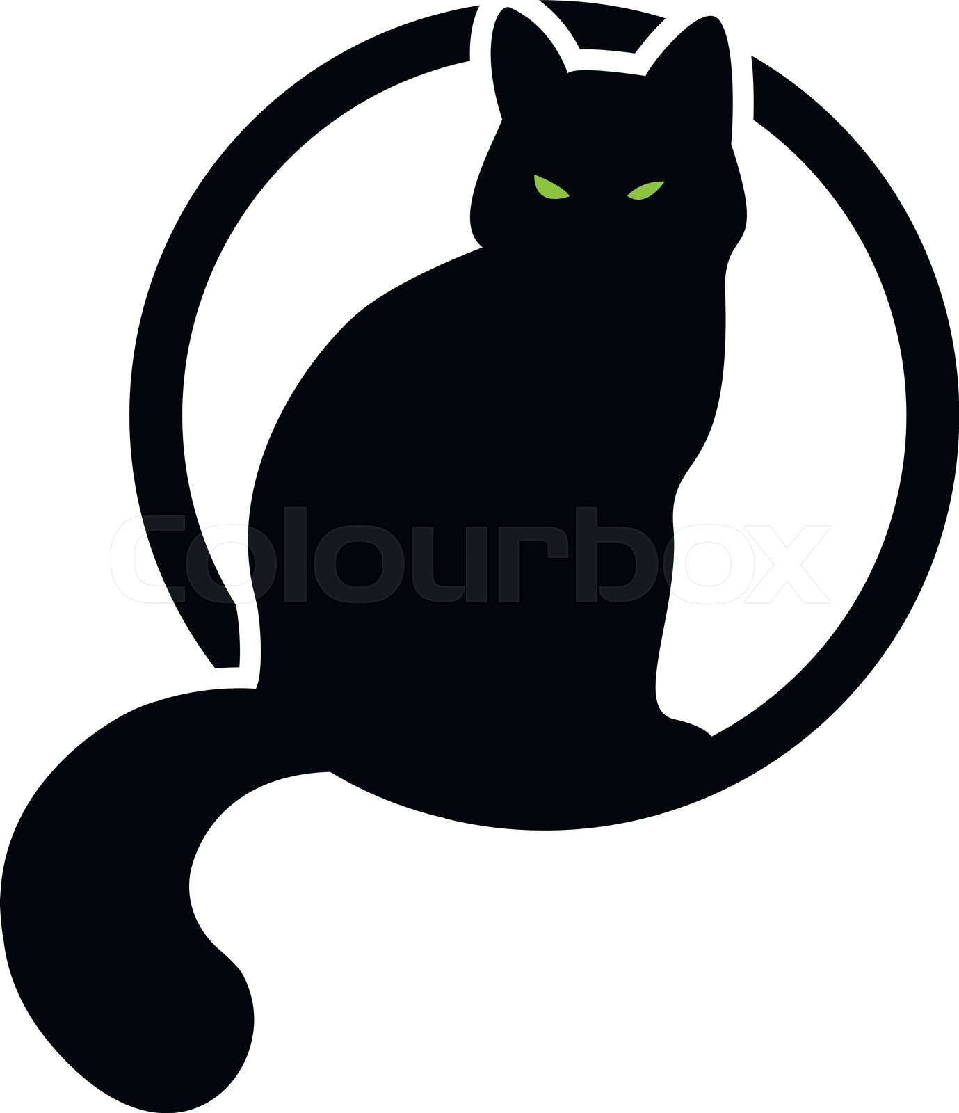 black cat in the circle Stock vector Colourbox
