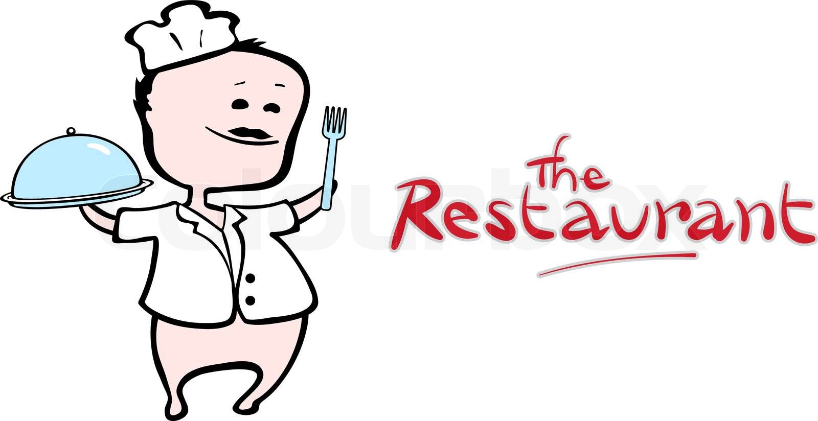 Chef of restaurant presenting a dish - vector illustration | Stock