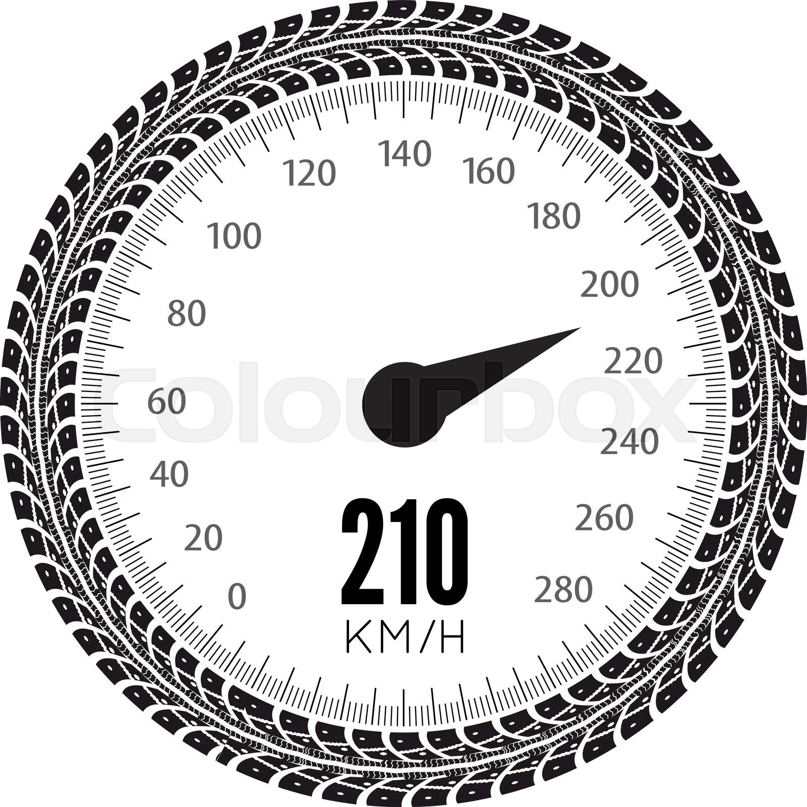 Speedometer vector illustration. Styling by tire tracks. | Stock vector ...