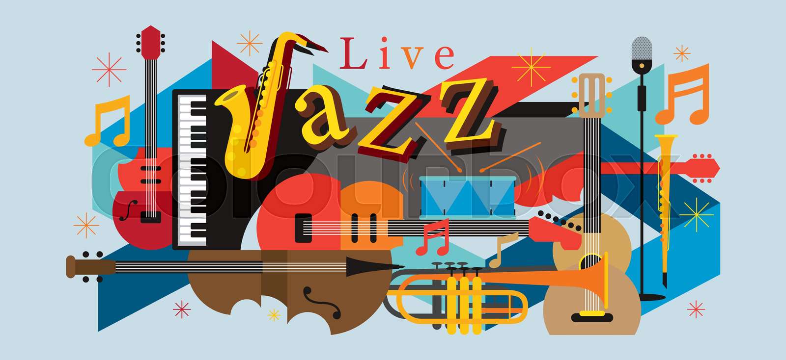 Jazz Music Instruments Background | Stock vector | Colourbox
