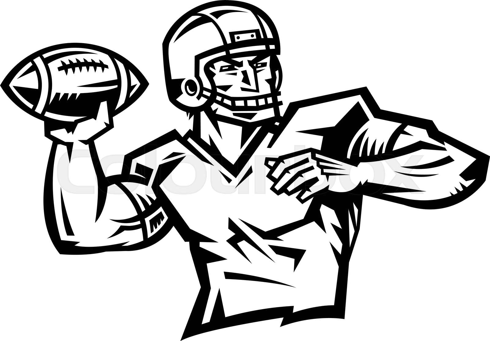 American Football Quarterback Throwing Football vector illustration Stock vector Colourbox