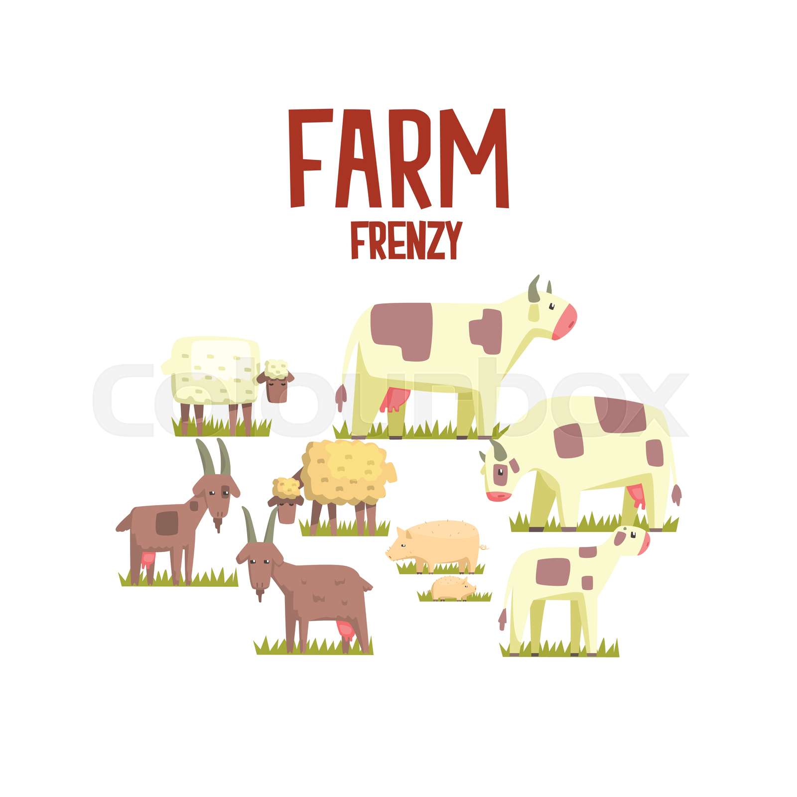 Toy Farm Animals Cute Sticker | Stock vector | Colourbox