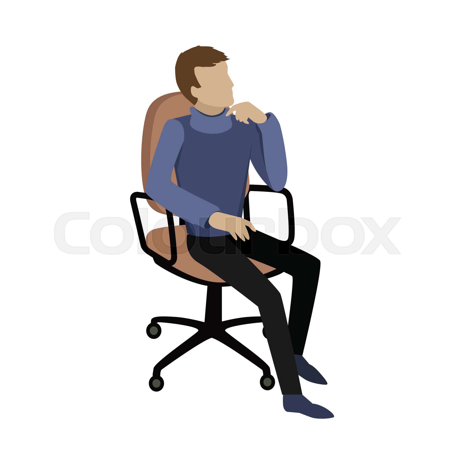 Man Sitting on Chair and Dreaming About Something Stock vector