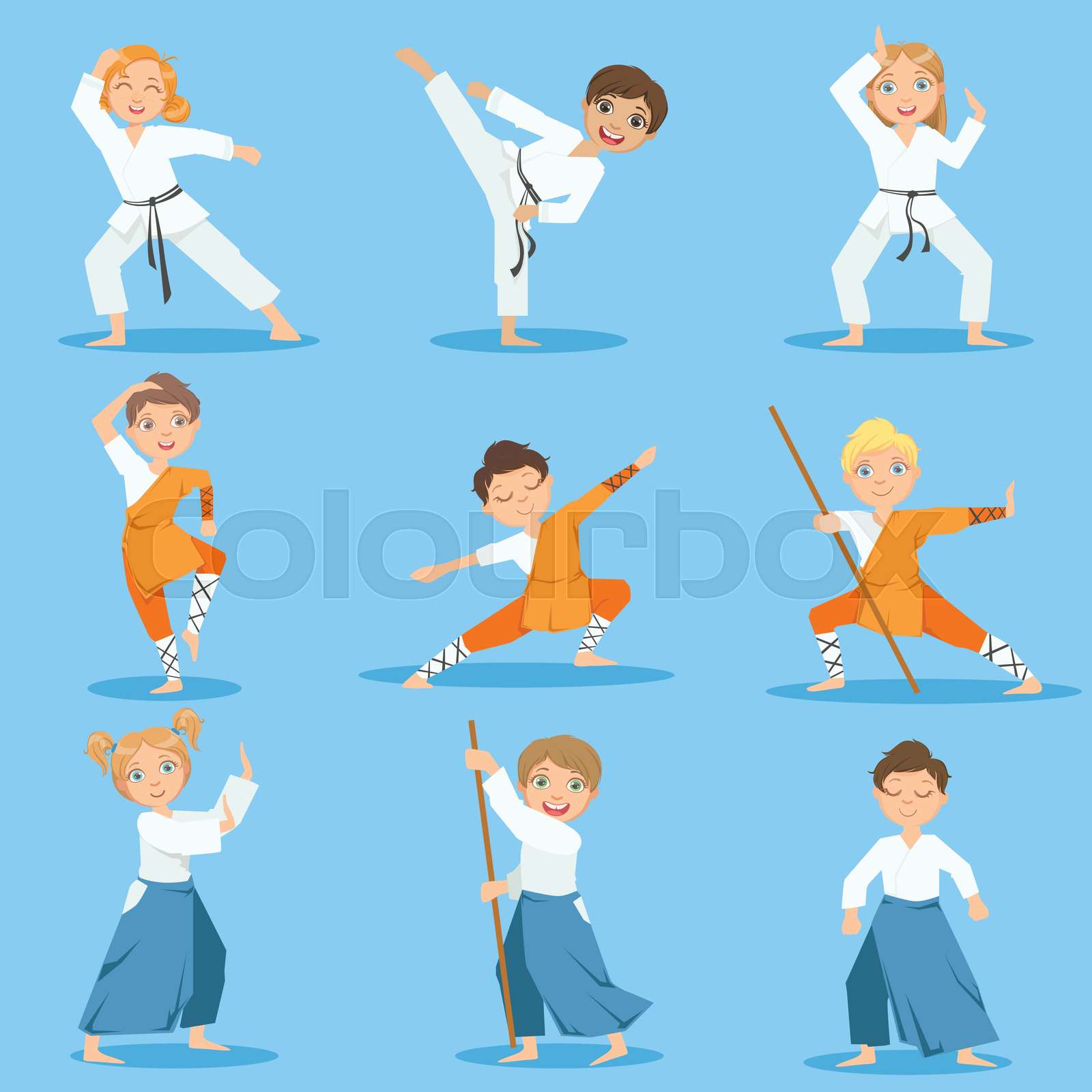 Children On Martial Arts Practice | Stock vector | Colourbox