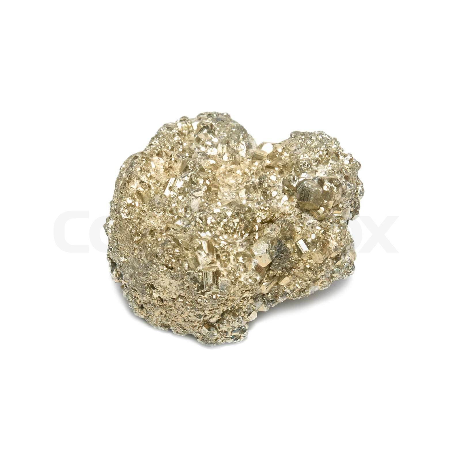 Nugget auf Katzengold isoliert auf weiß. | Stock Bild | Colourbox