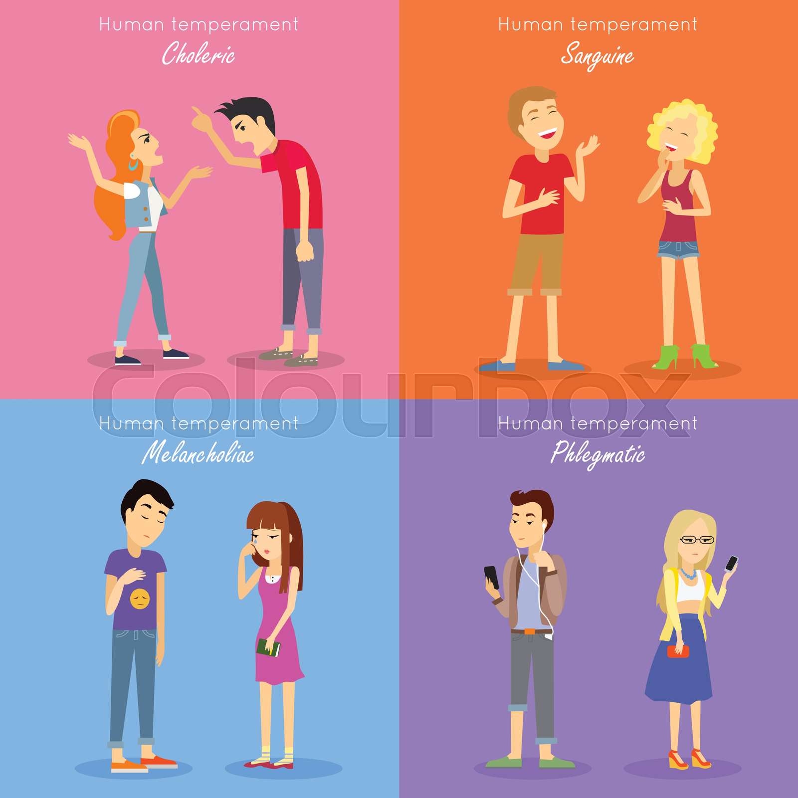 Human Temperament Fundamental Personality Types Stock Vector Colourbox human-temperament-fundamental-personality-types-stock-vector-colourbox