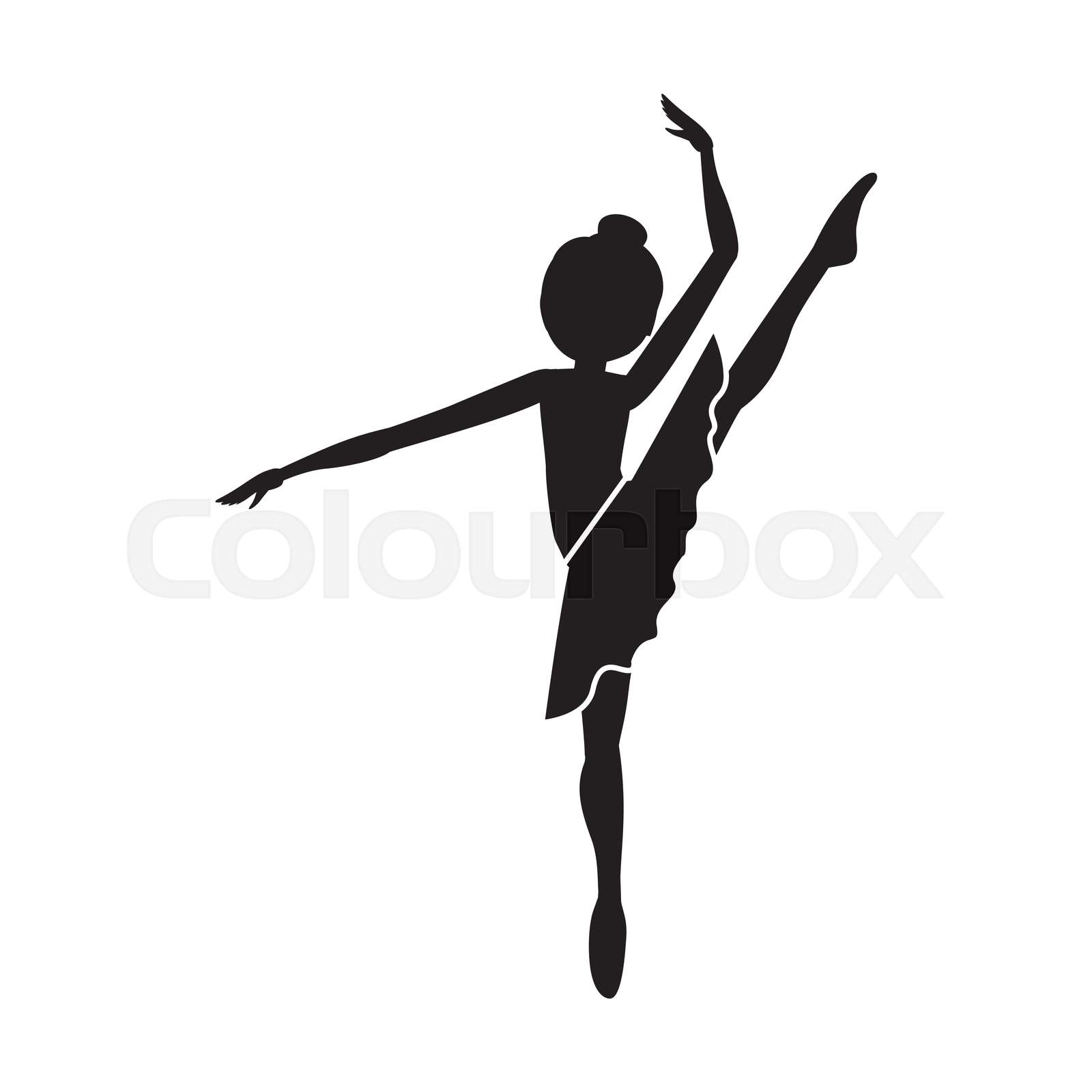 silhouette dancer high leg pose shoulder to | Stock vector | Colourbox