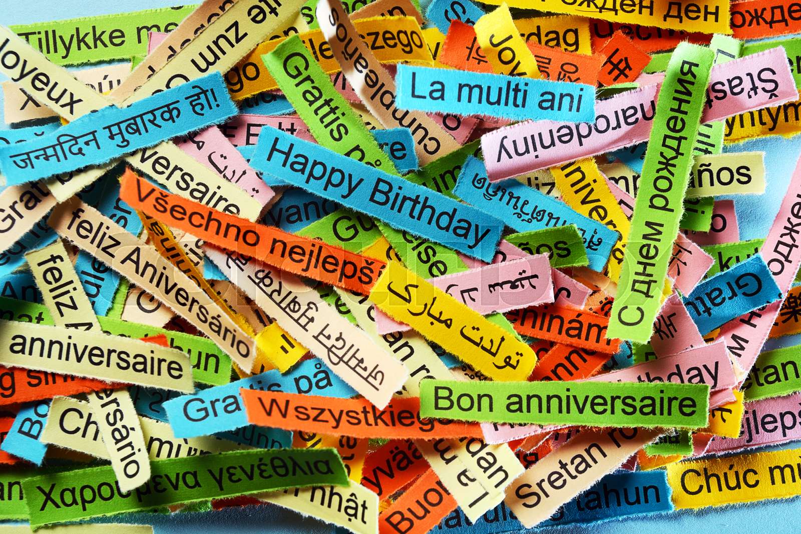 Happy Birthday On Different Languages Stock Image Colourbox
