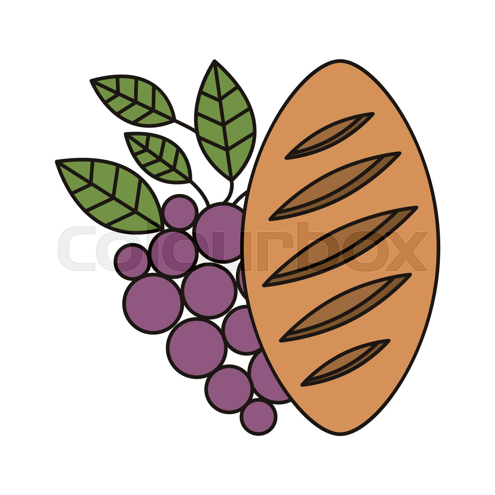 bread and wine icon | Stock vector | Colourbox