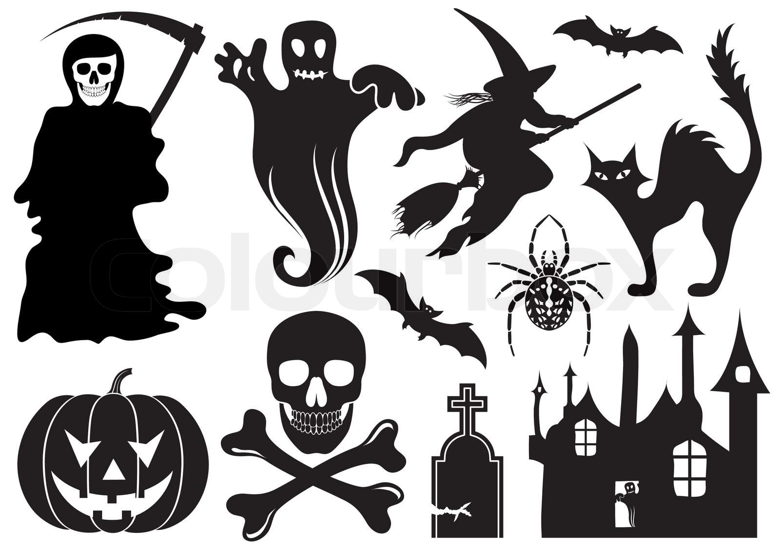  Foto zu Big Halloween collection with bat, pumpkin, witch, ghost, element for 