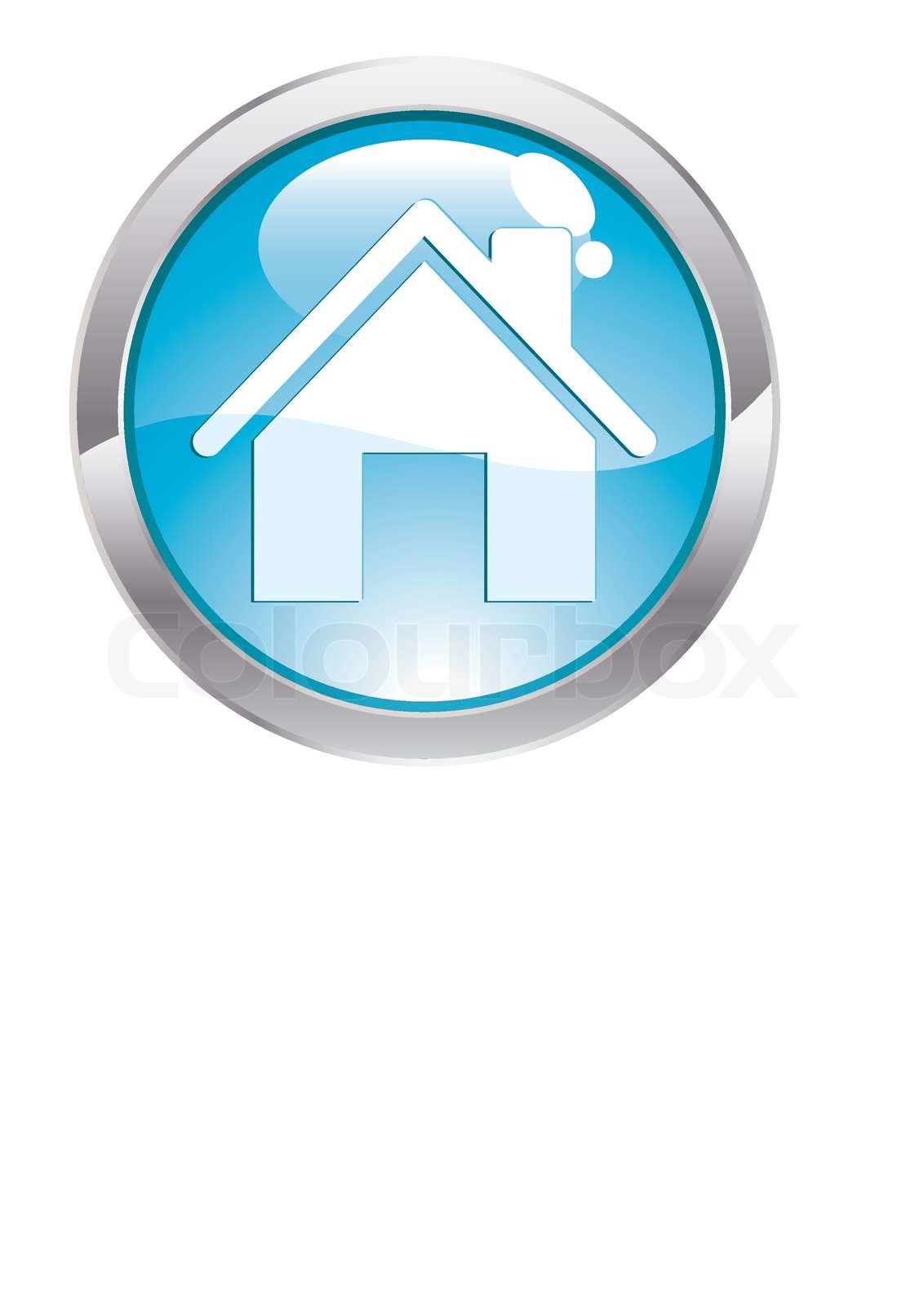 Three Dimensional circle button with home icon, vector illustration