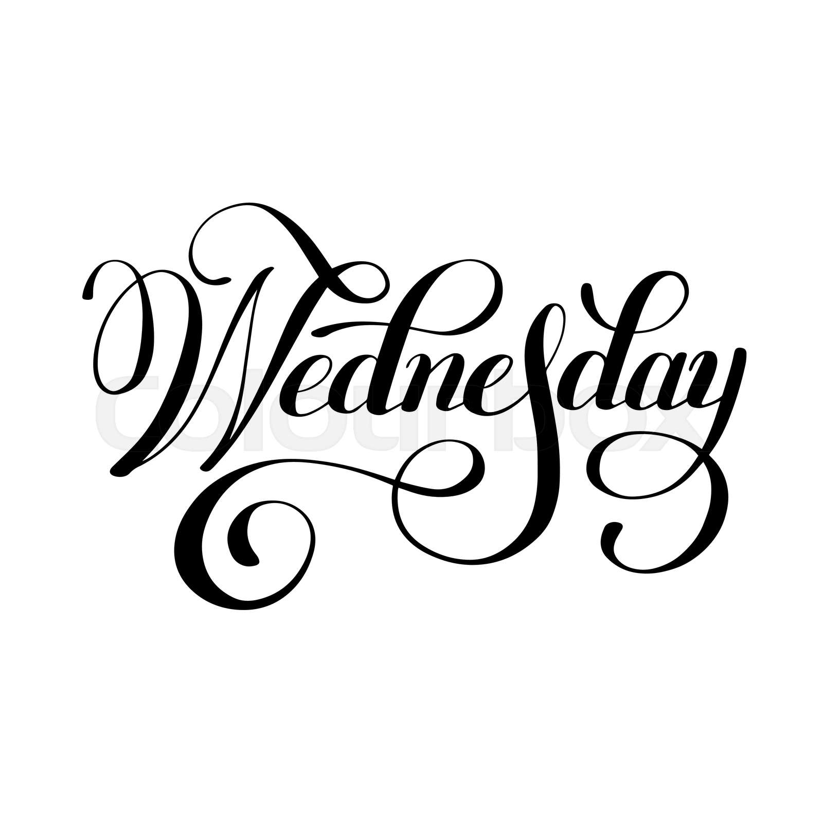 Wednesday day of the week handwritten black ink calligraphy Stock