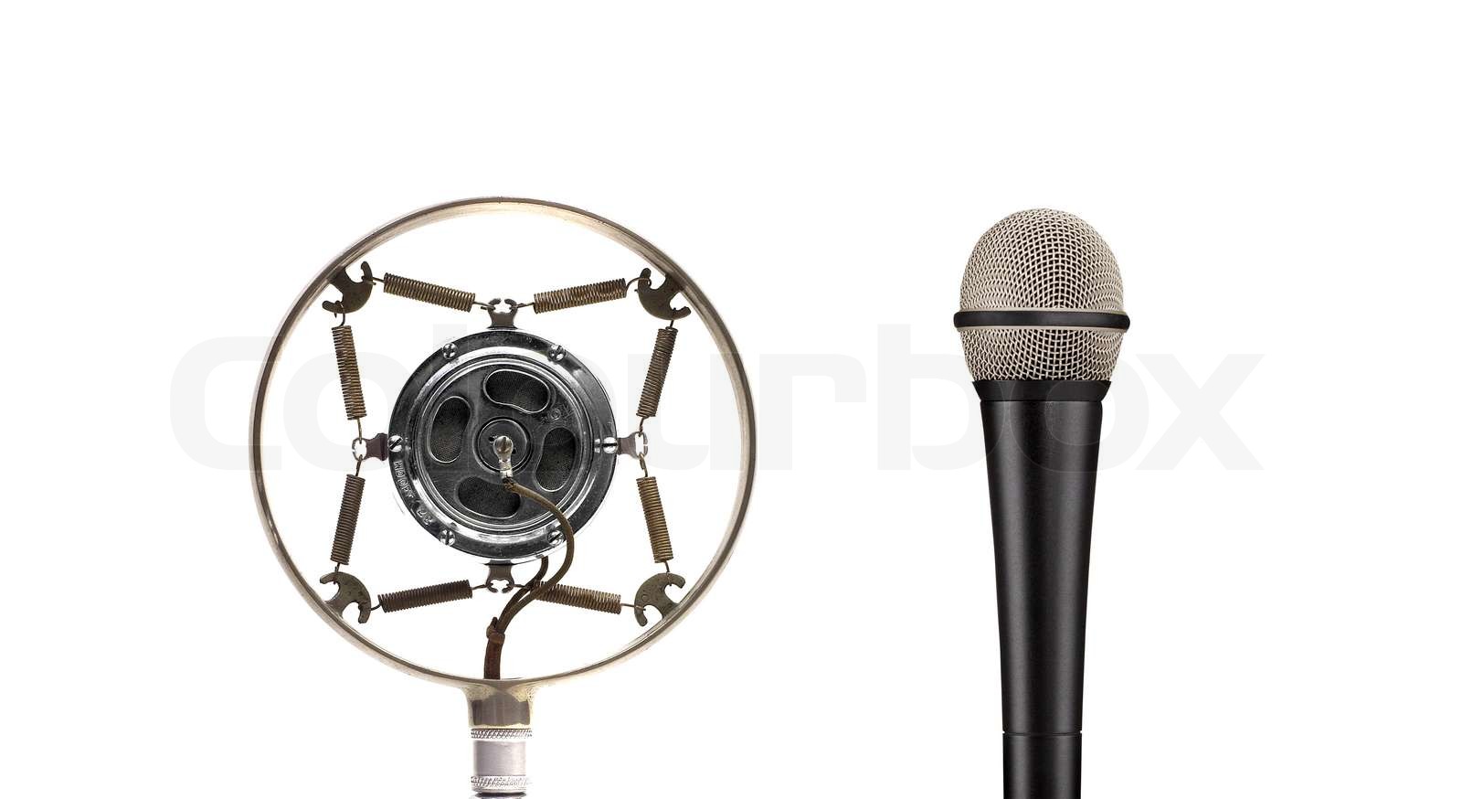 Vintage and modern microphone | Stock image | Colourbox