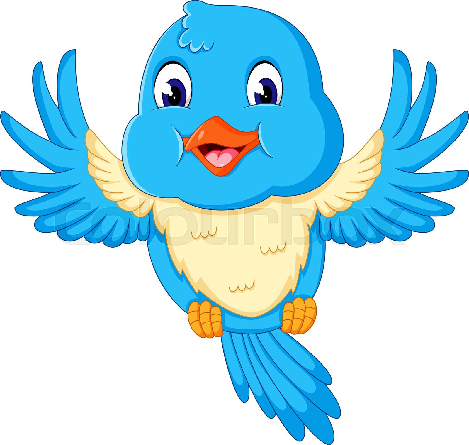 Illustration of happy Flying bird | Stock vector | Colourbox