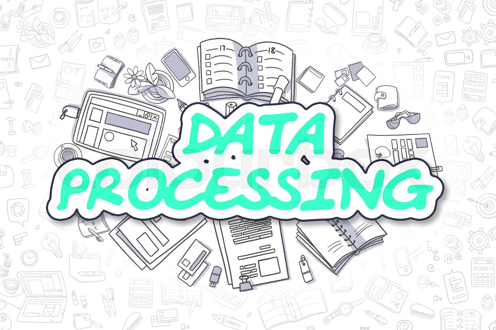 Data Processing - Doodle Green Word. Business Concept. | Stock image ...