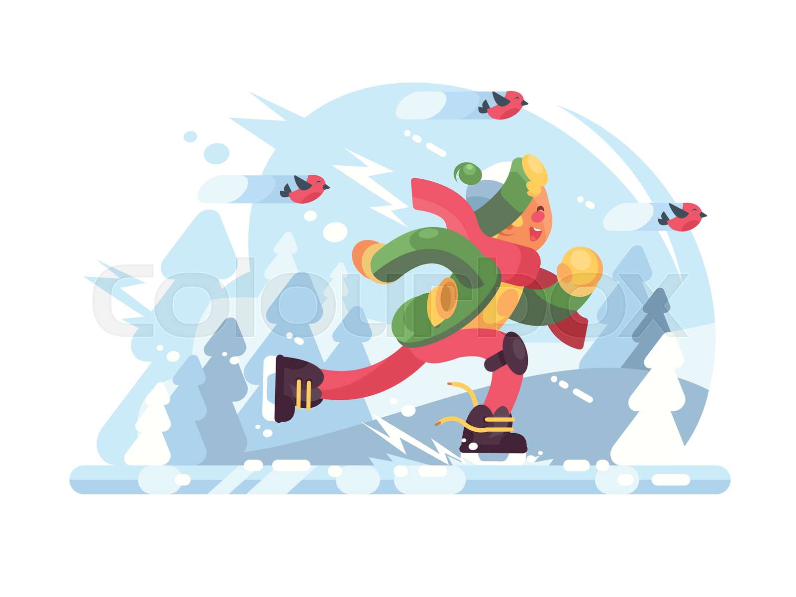 Young boy skating | Stock vector | Colourbox