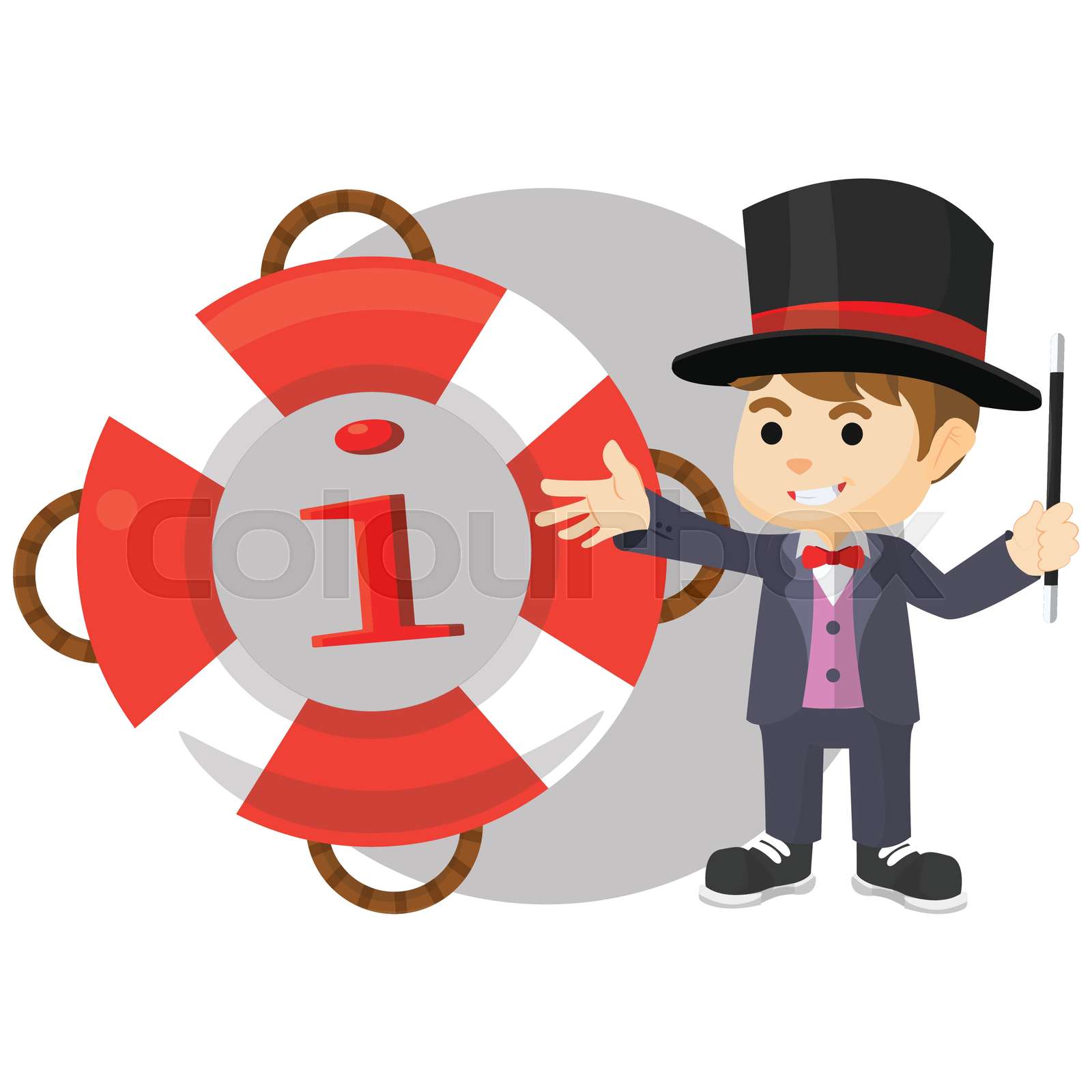 Magician with float information Stock vector Colourbox