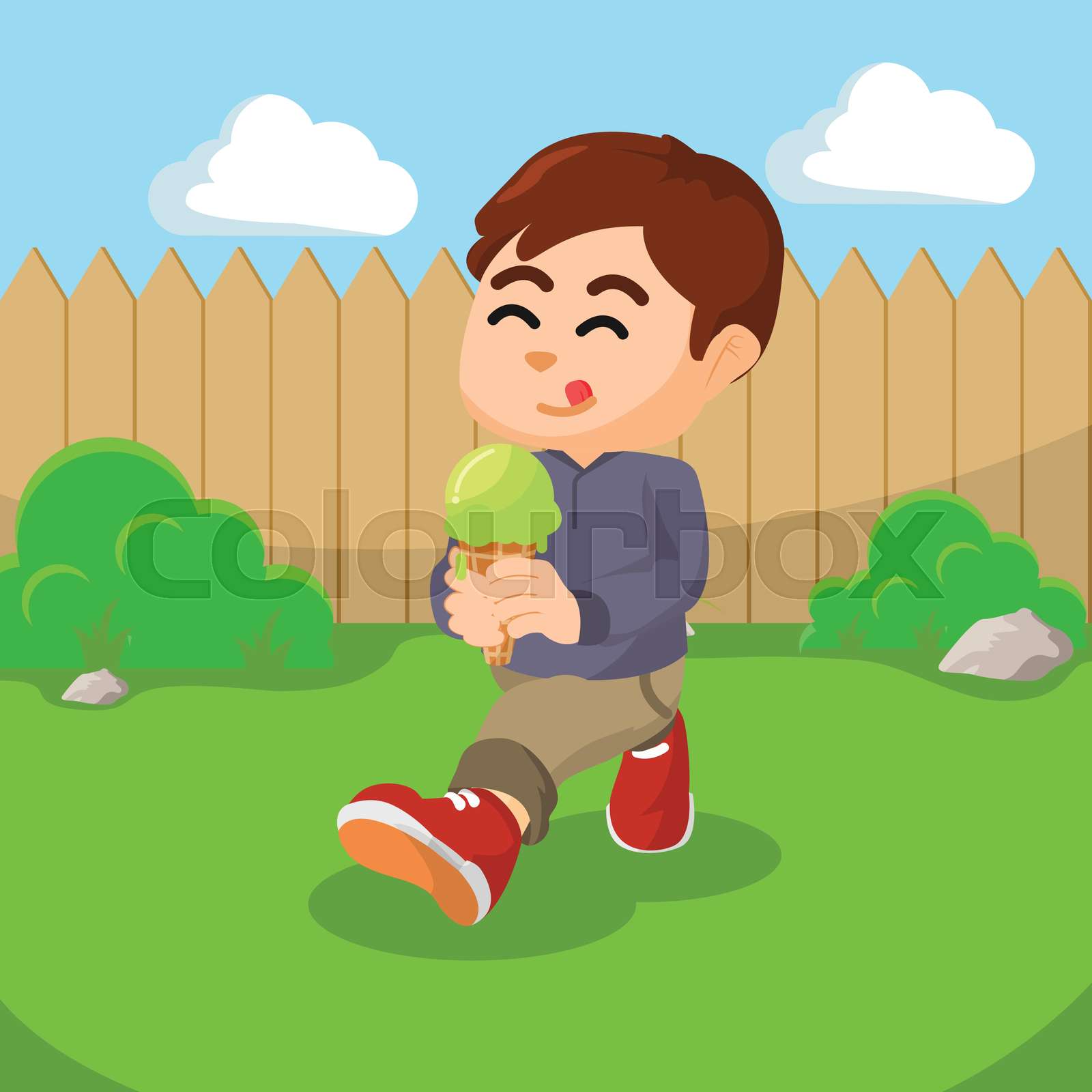 boy eating ice cream | Stock vector | Colourbox
