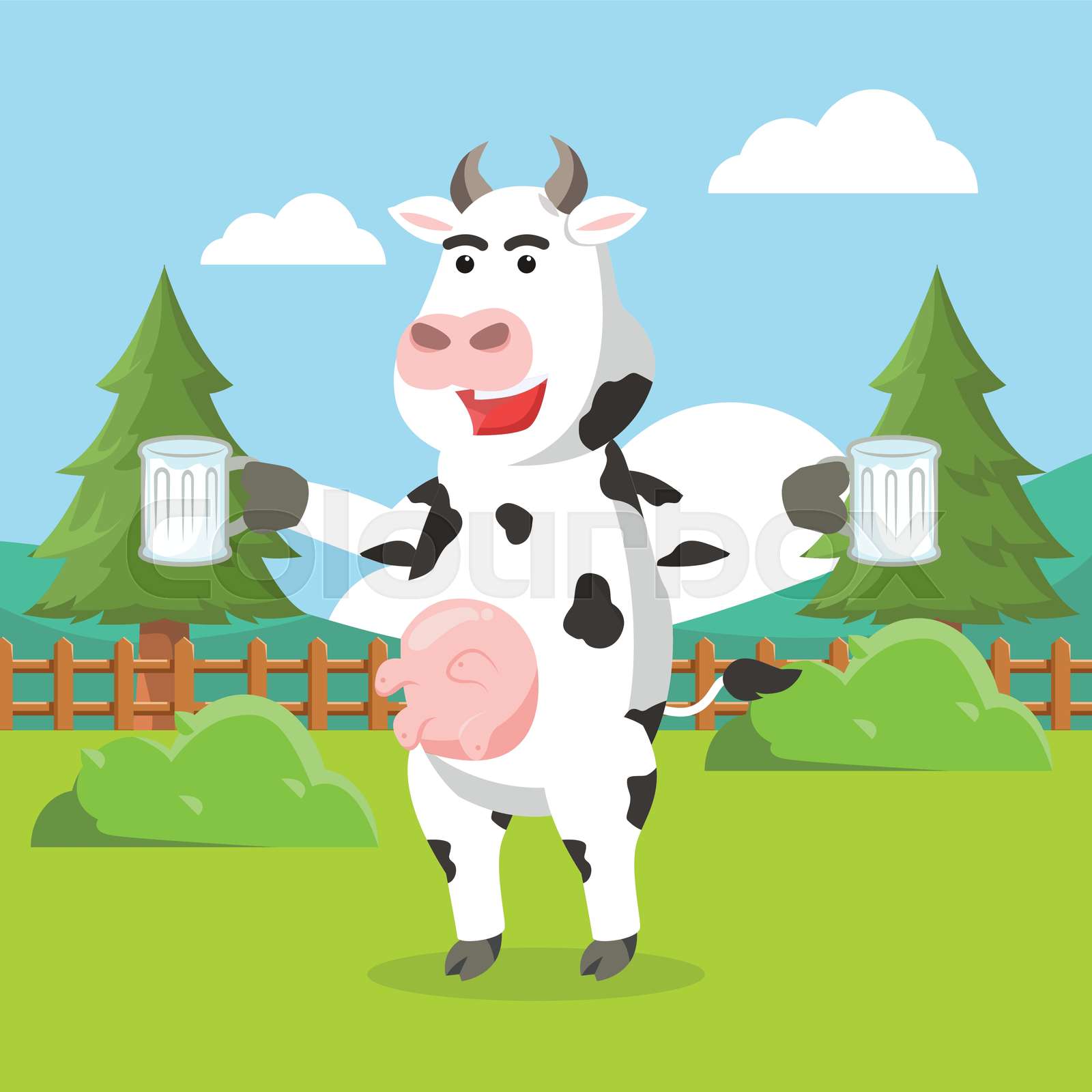 cow holding milk vector illustration design Stock vector Colourbox