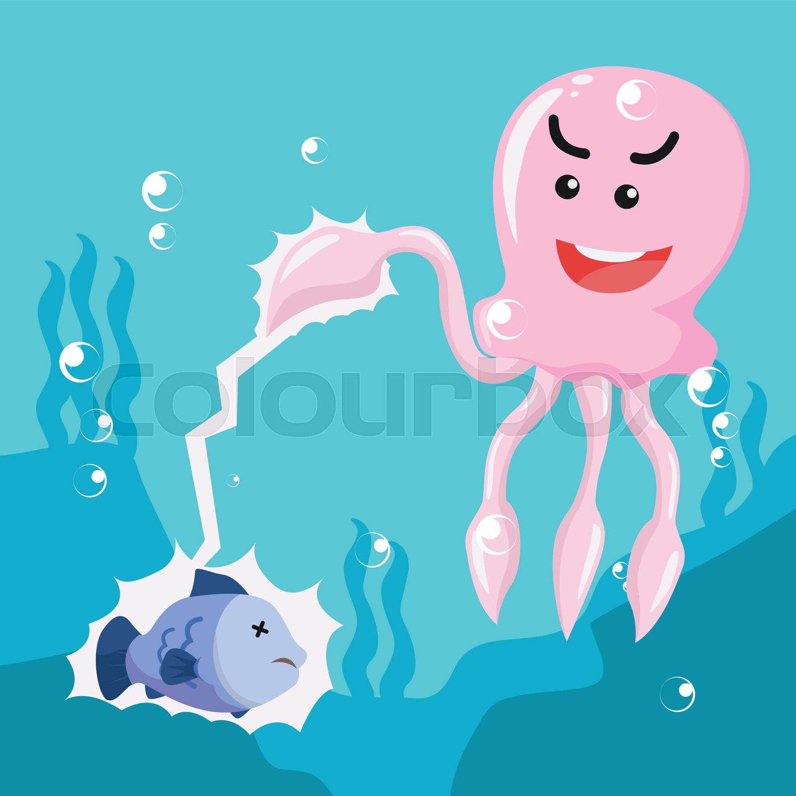 jellyfish electrocute fish vector illustration design Stock vector