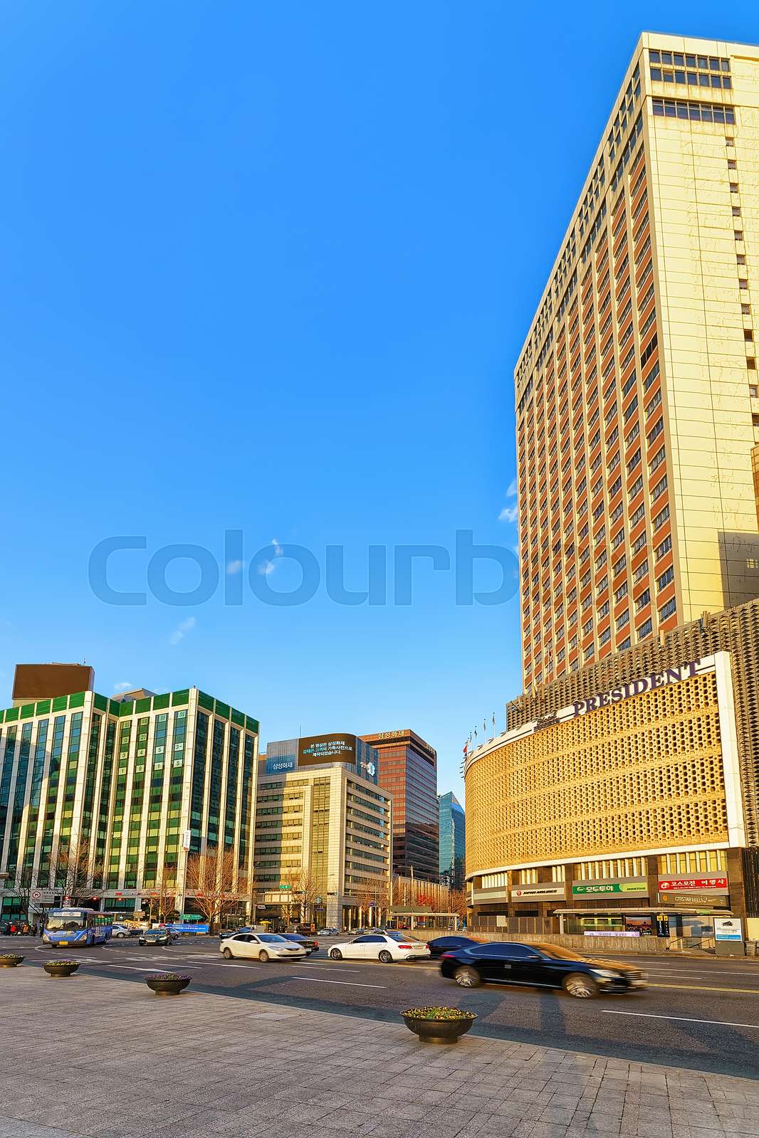 Skyscrapers at Jung district in Seoul Stock image Colourbox