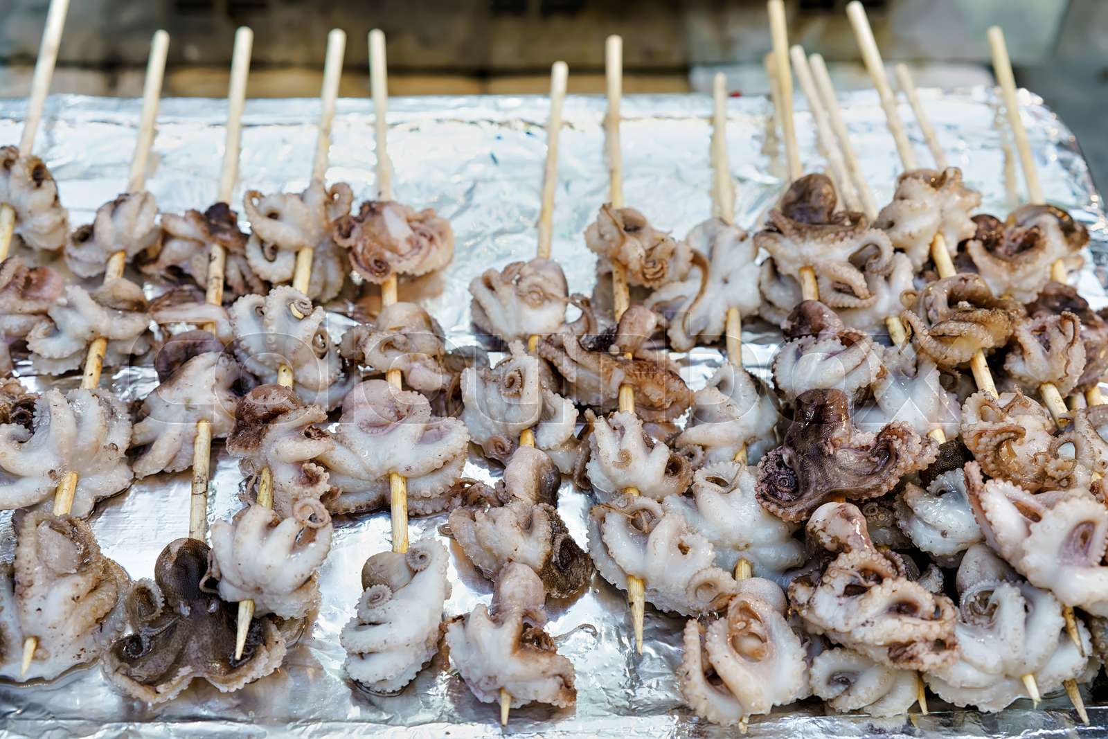 Fresh octopus at Myeongdong open street market in Seoul Stock image