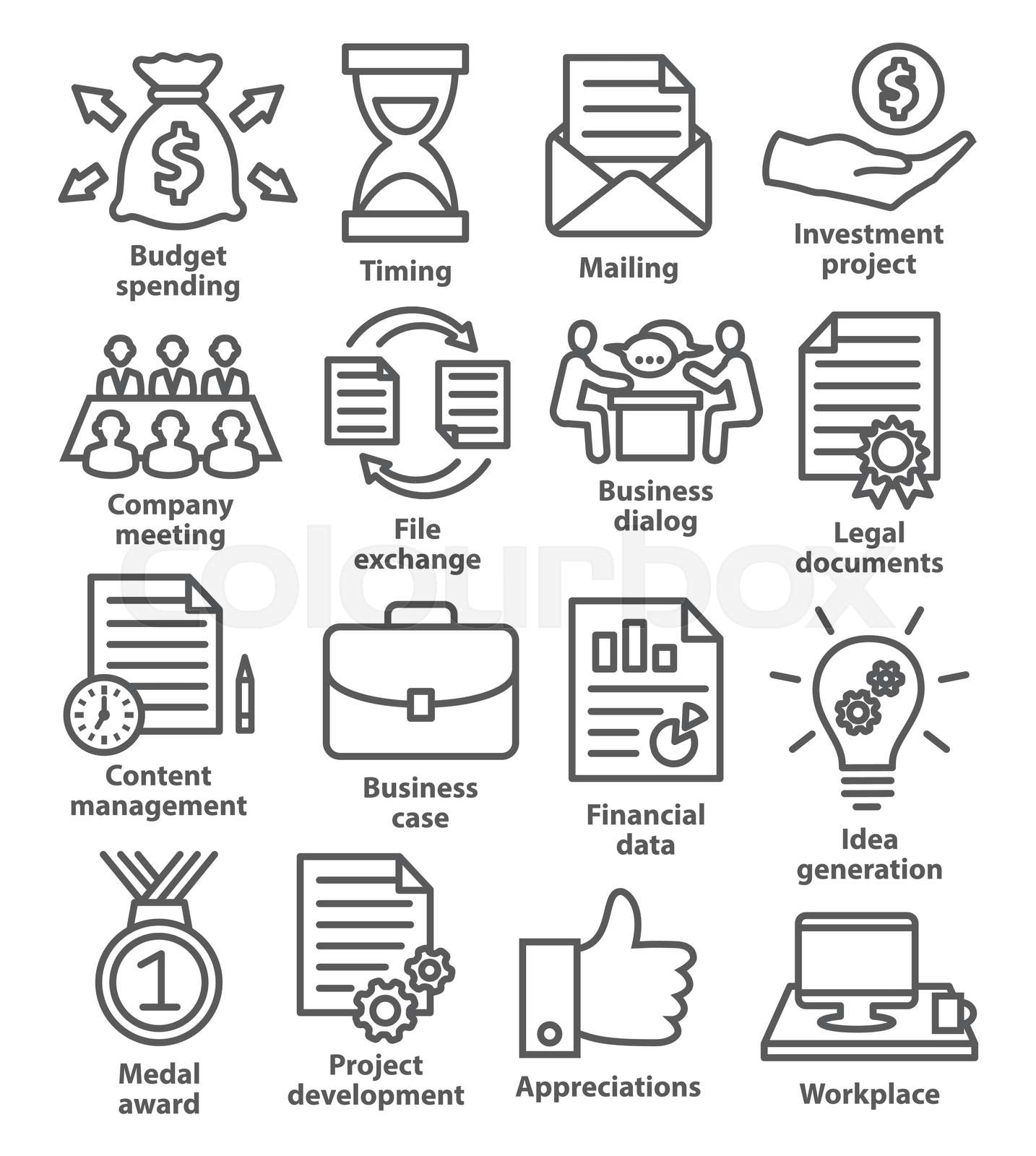 Business project planning icons in line style | Stock vector | Colourbox