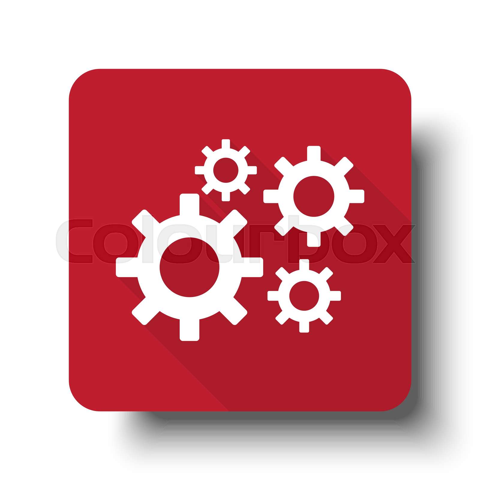 Flat Process web icon on red button with drop shadow | Stock vector ...