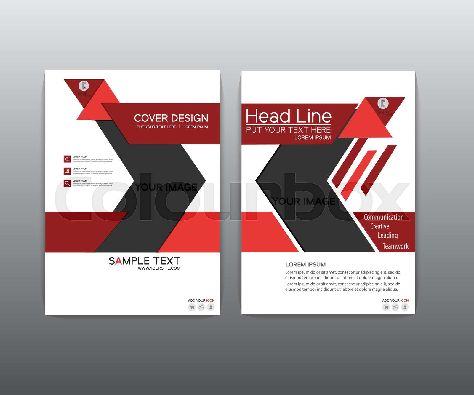 Brochure. Red black elegant Vector annual report Leaflet Brochure
