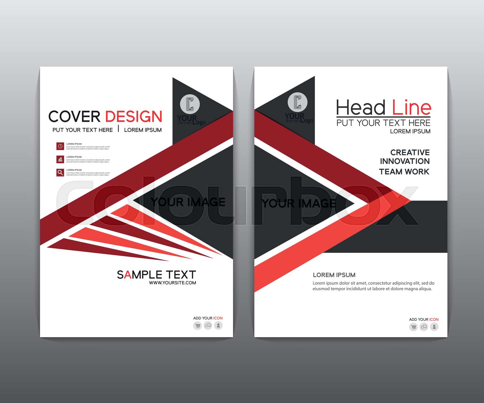 Brochure. Red black elegant Vector annual report Leaflet Brochure