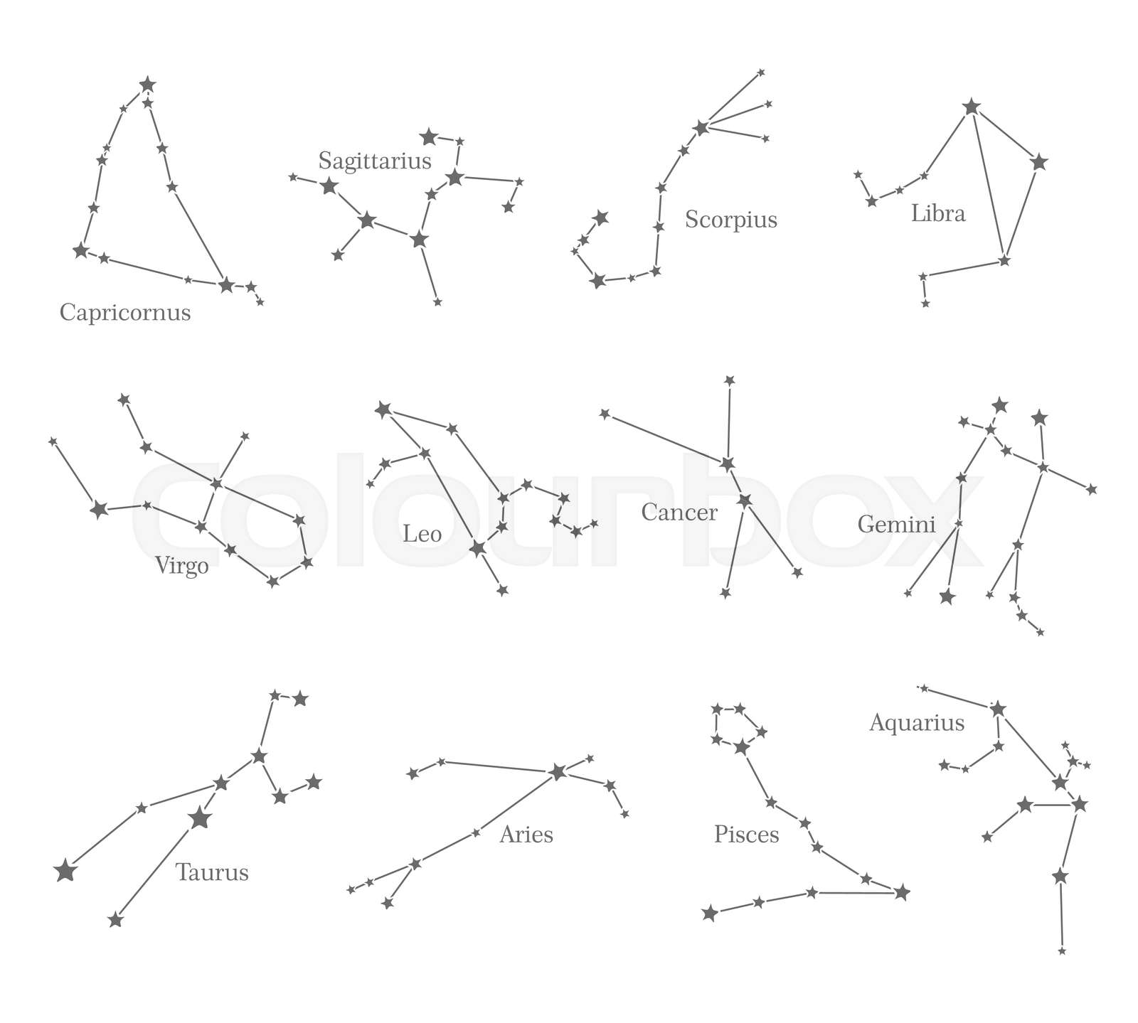 Zodiac Astrological Sign Symbols Isolated on White | Stock vector ...