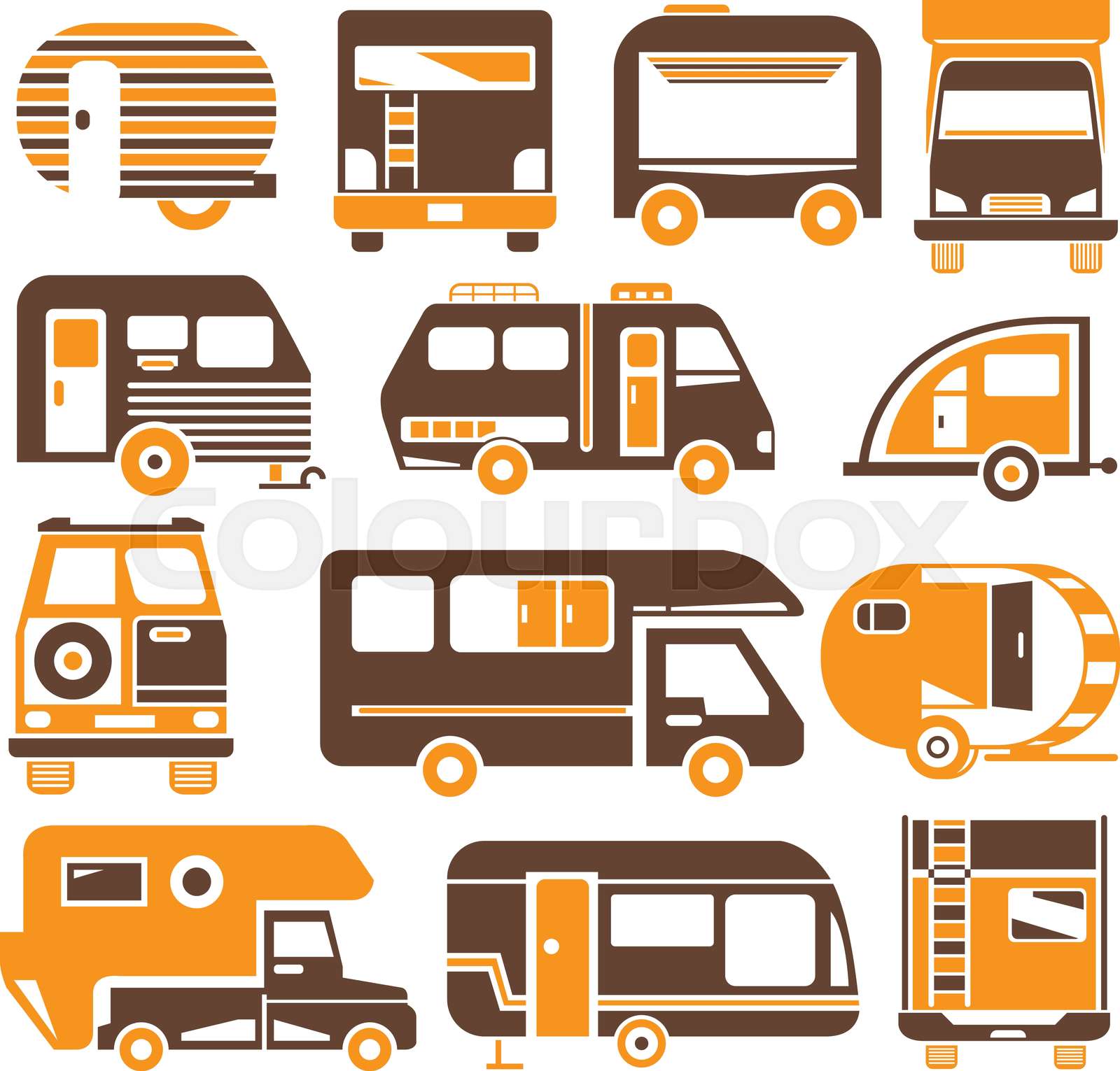 RV, camping car icons | Stock vector | Colourbox