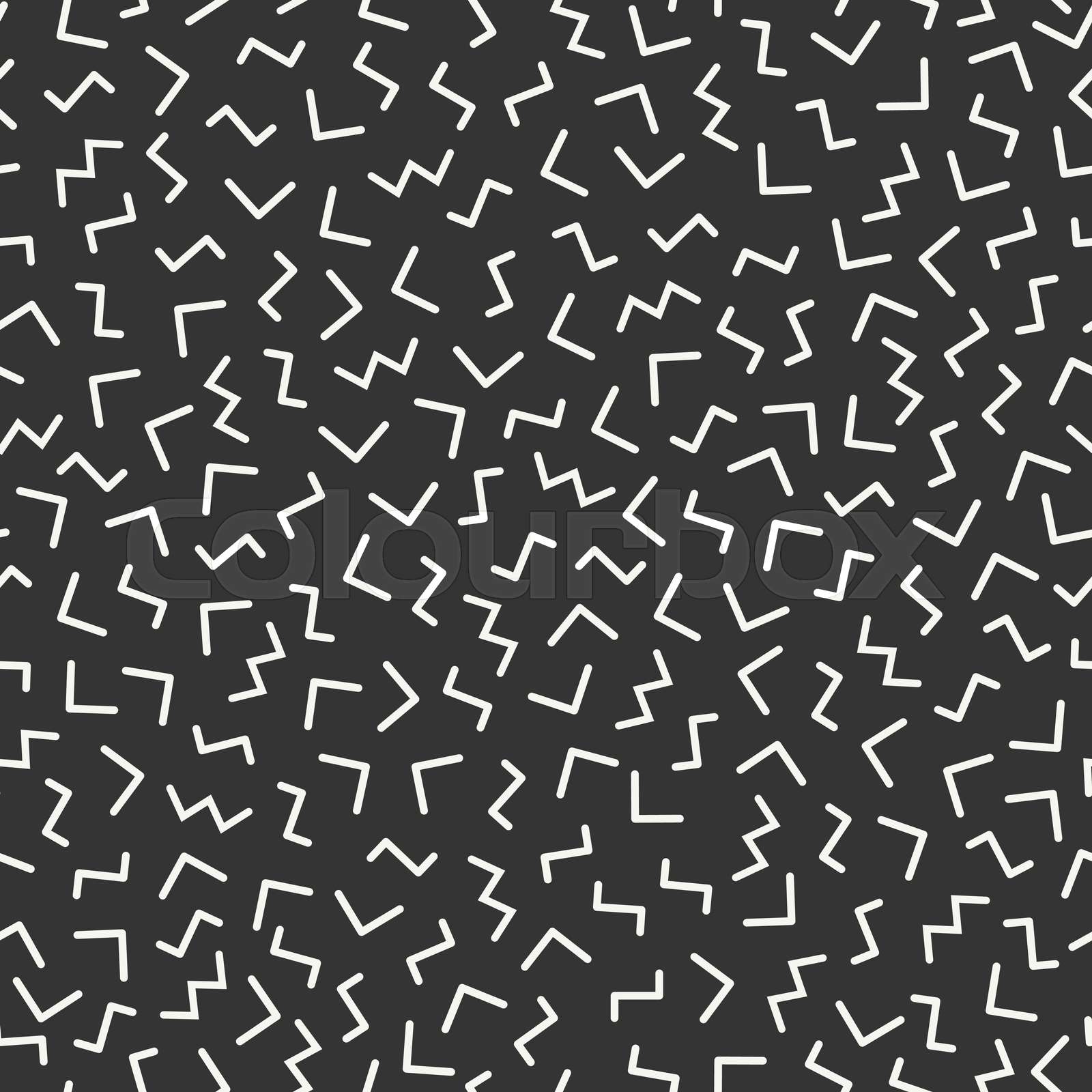 Retro memphis geometric line shapes seamless patterns. Hipster fashion 80- 90s. Abstract jumble textures. Black and white. Triangle. Memphis style for  printing, website, fabric design, poster, cards | Stock vector | Colourbox