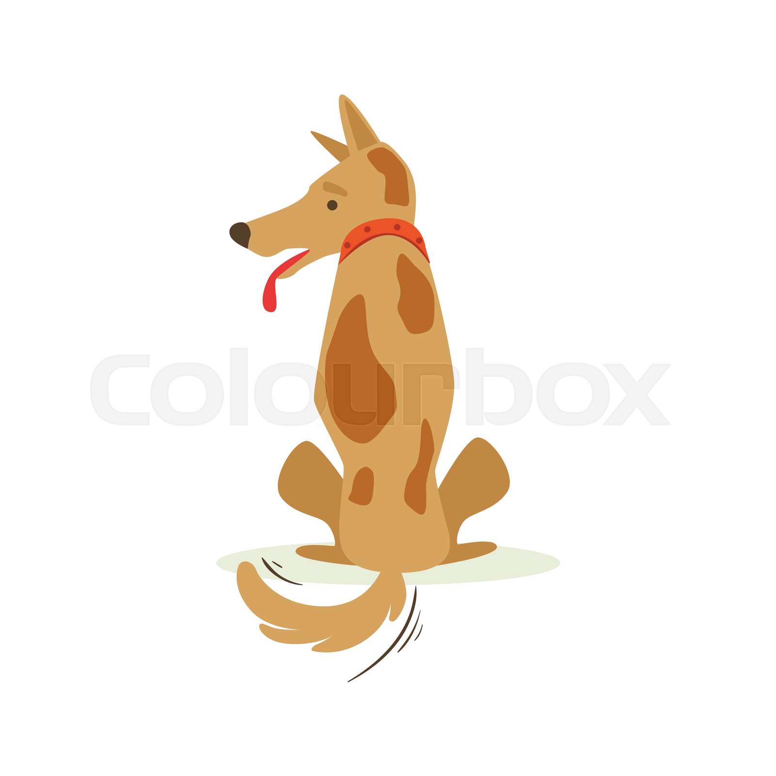 Brown Pet Dog Turned Its Back Sulking, Animal Emotion Cartoon