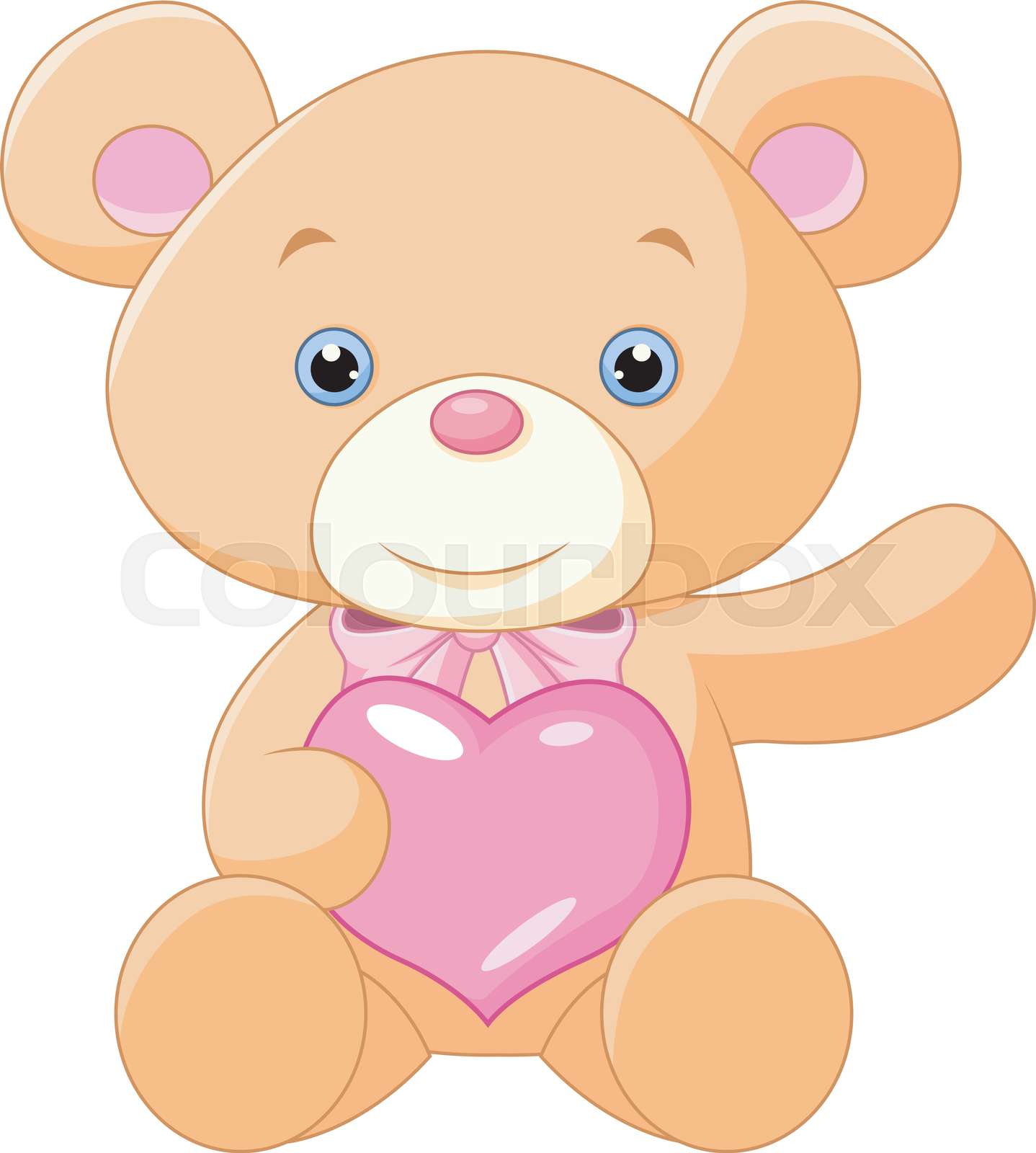 illustration of cute teddy bear holding heart | Stock vector | Colourbox