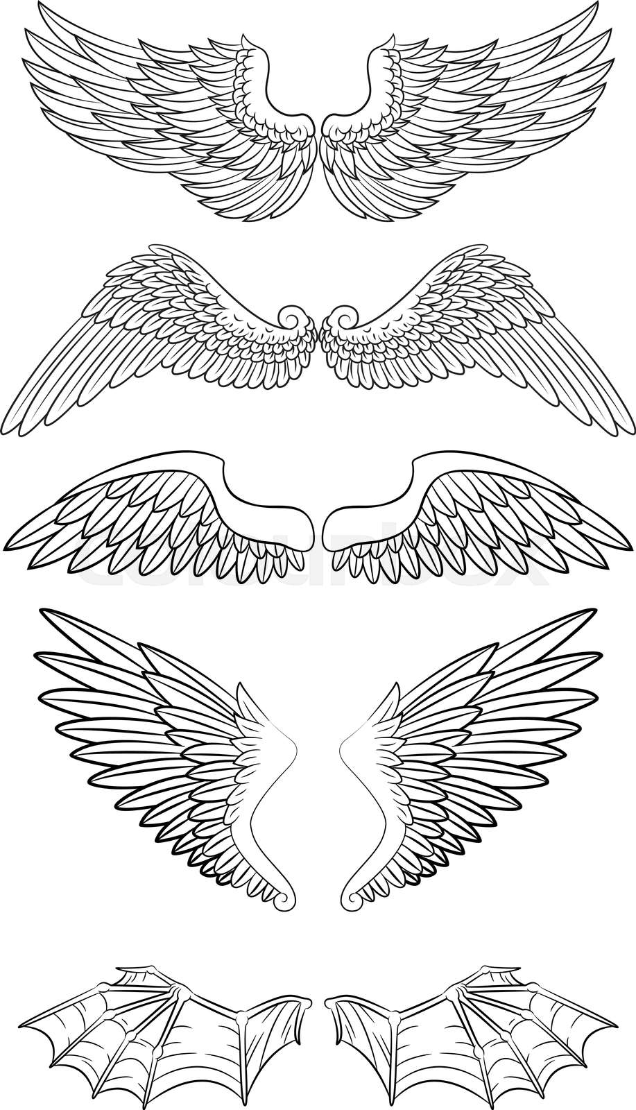 Cartoon angel wings collection set Stock vector Colourbox