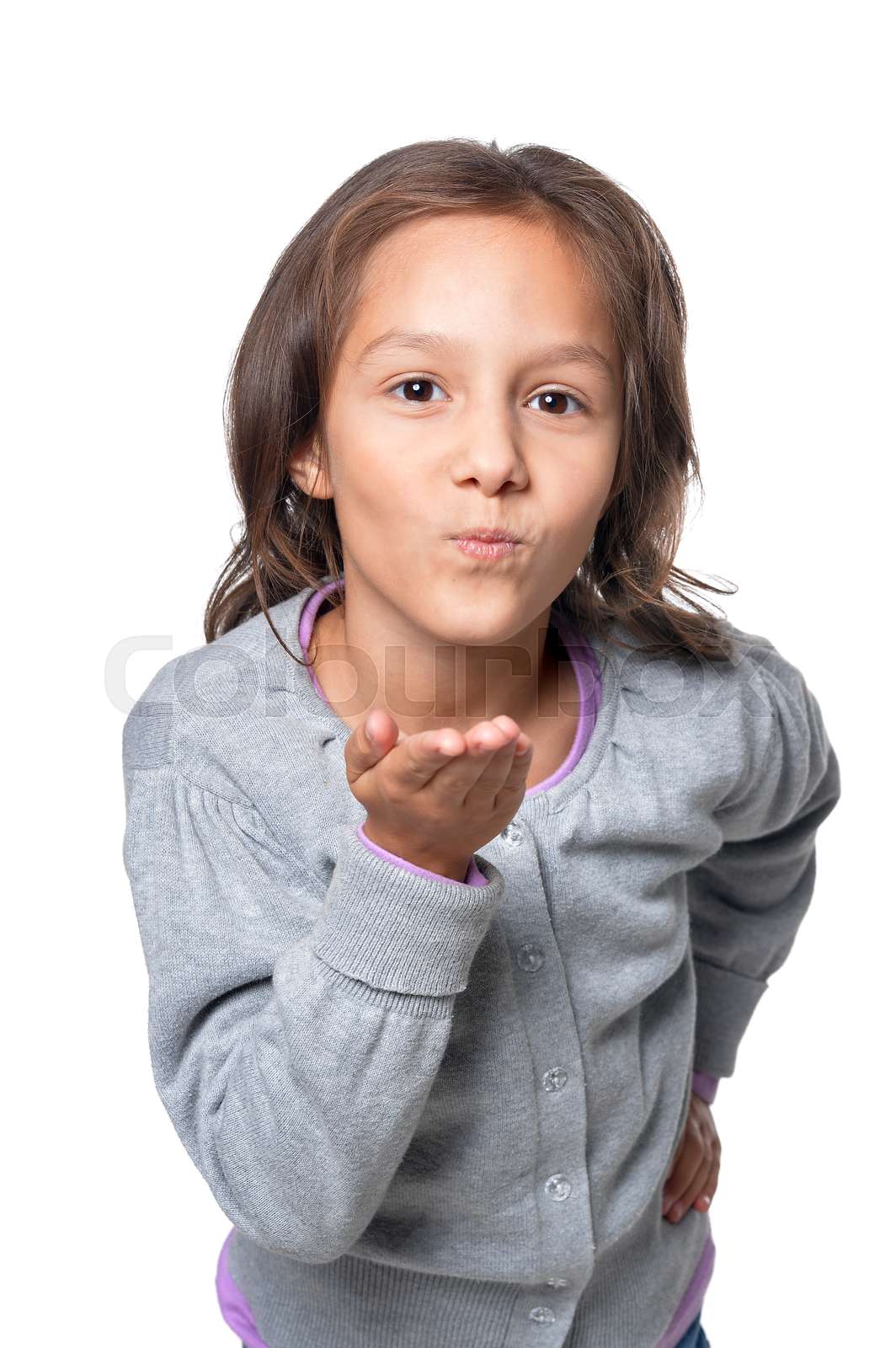 Girl Sending Air Kiss Stock Image Colourbox