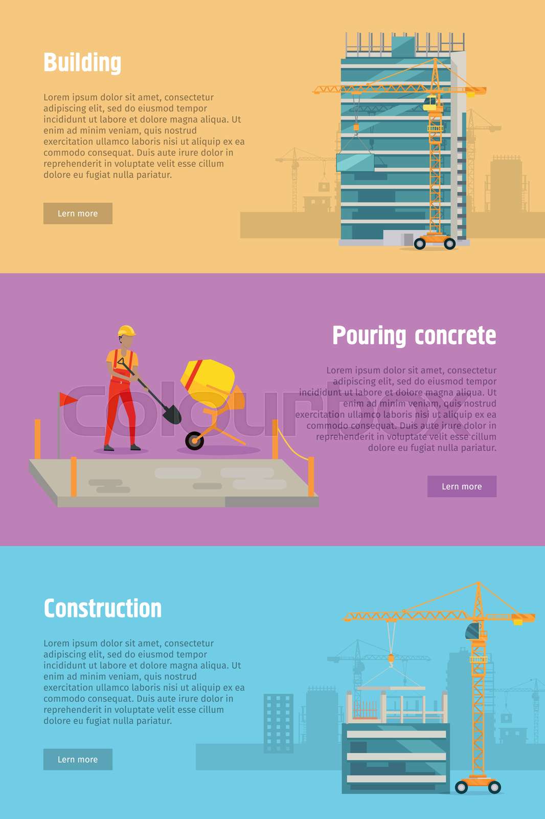 Building. Pouring Concrete. Construction. Vector Stock vector Colourbox