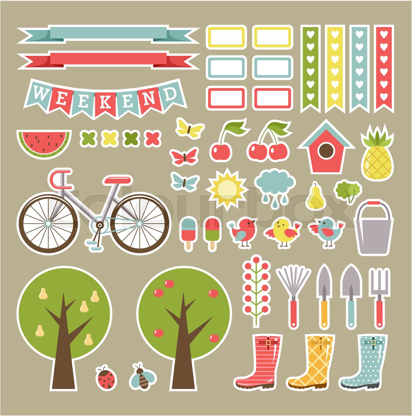 Scrapbooking garden tools Stock vector Colourbox