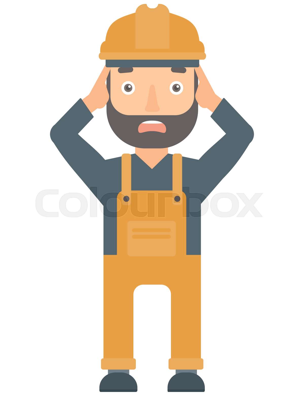 Stressful engineer clutching his head. Stock vector Colourbox
