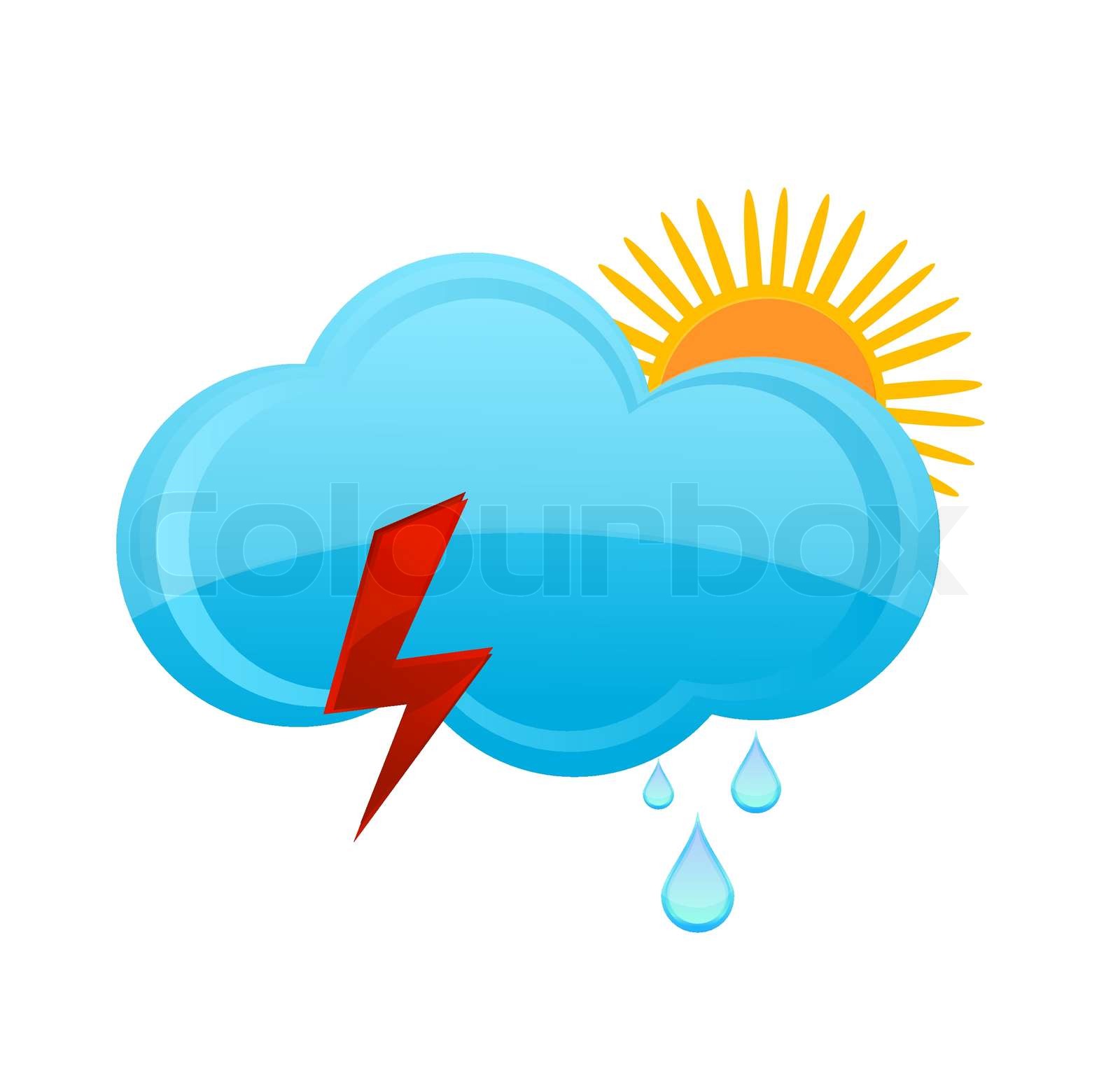 weather rain cloud and sun symbol on the white | Stock vector | Colourbox