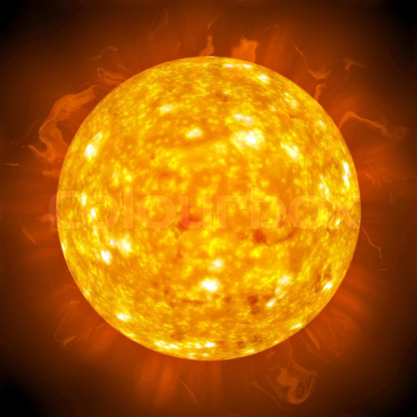 Brennende Kugel fireA großen 3D-Darstellung der Sonne | Stock Bild ...