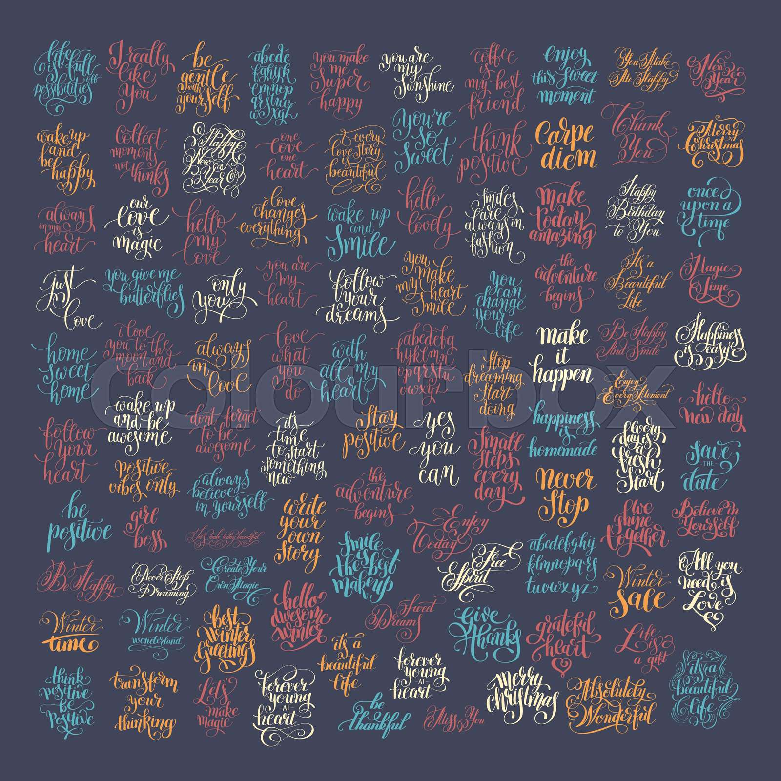 mega set of 100 positive inspirational quotes about life | Stock vector ...