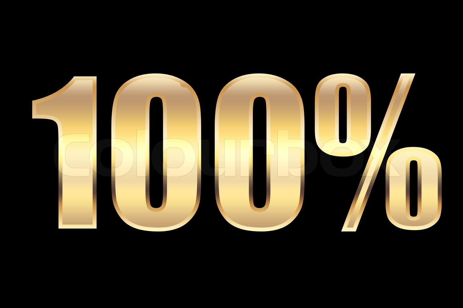 100% Schild in Gold, für Business-Konzepte | Stock Bild | Colourbox