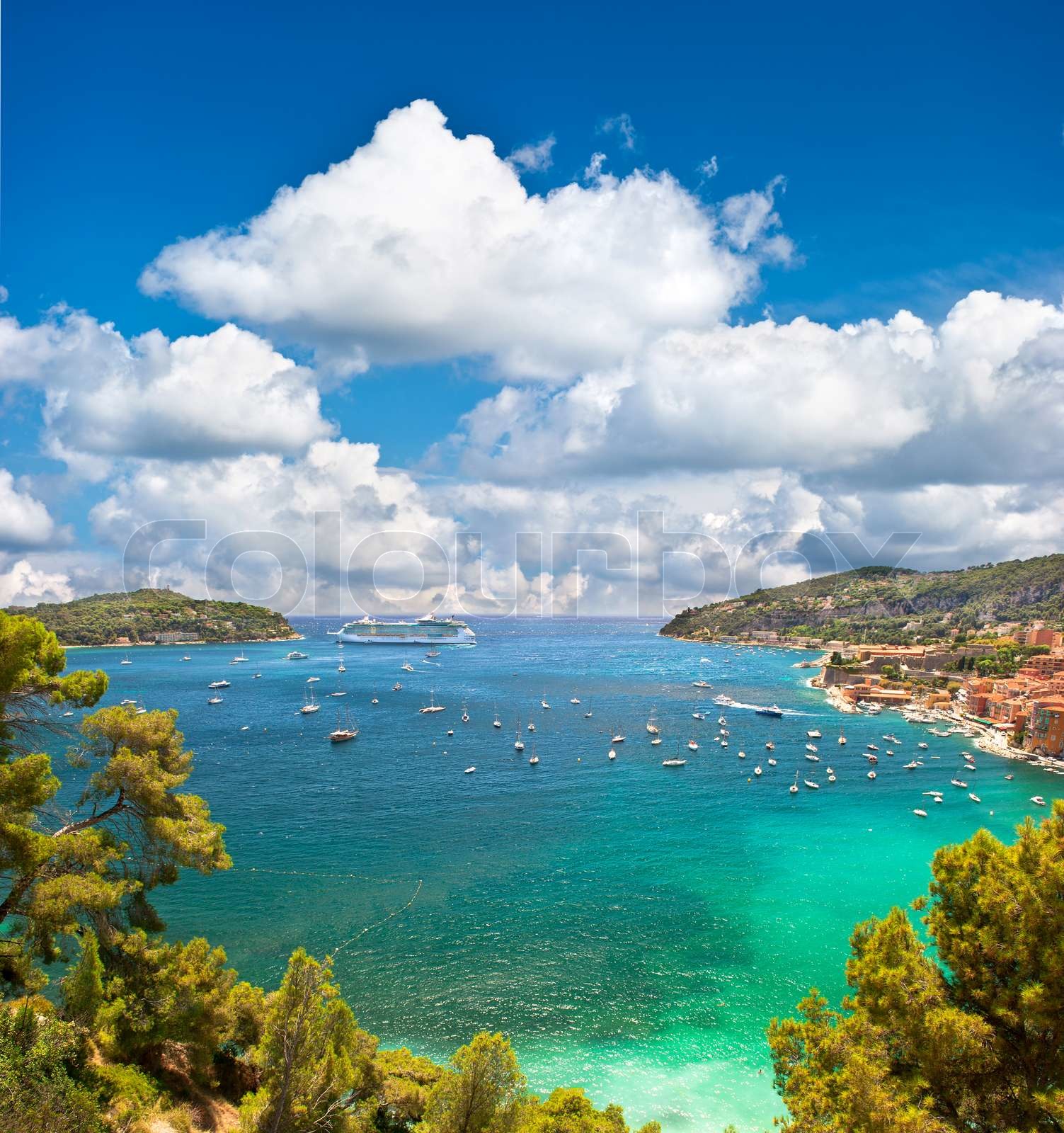 view of luxury resort and bay of Cote d'Azur | Stock image | Colourbox