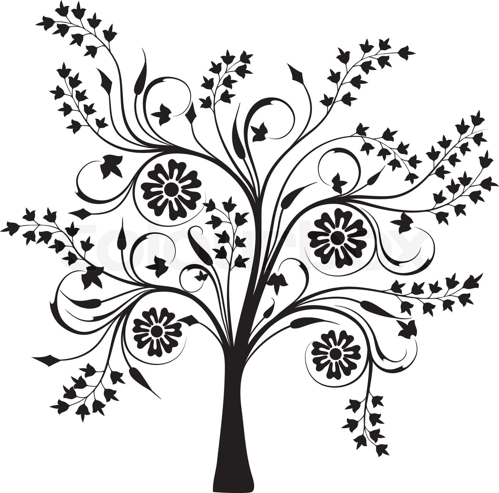 Blossoming Tree Vector Illustration Stock Vector Colourbox